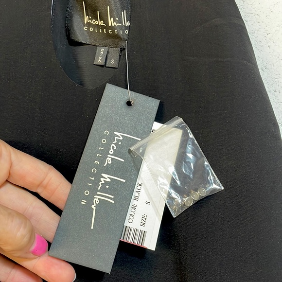 NWT (S) silk halter studded choker black sleeveless camisole top Nicole Miller - Picture 4 of 7